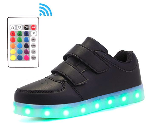 Pokemon Baskets pour garçons ou filles avec lumières clignotantes et fermeture Velcro Noir Taille 10-3, Noir , 18 EU