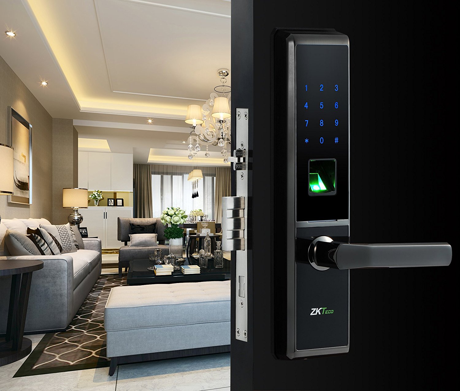 Serrure Porte Empreinte Digitale, SDLOGAL Serrure De Porte Antivol Intelligente Code De Mot De Passe Serrure Lectronique Avec Intelligent Dempreintes Digitales Noir 64183295