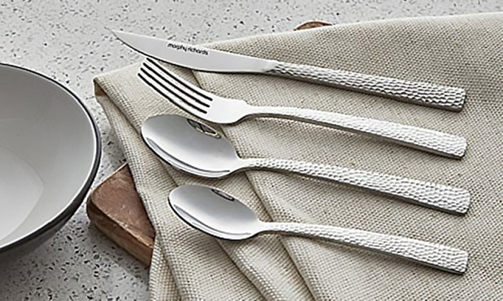 Ensemble de couverts modernes 24 pièces, Argent martelé Couteaux
