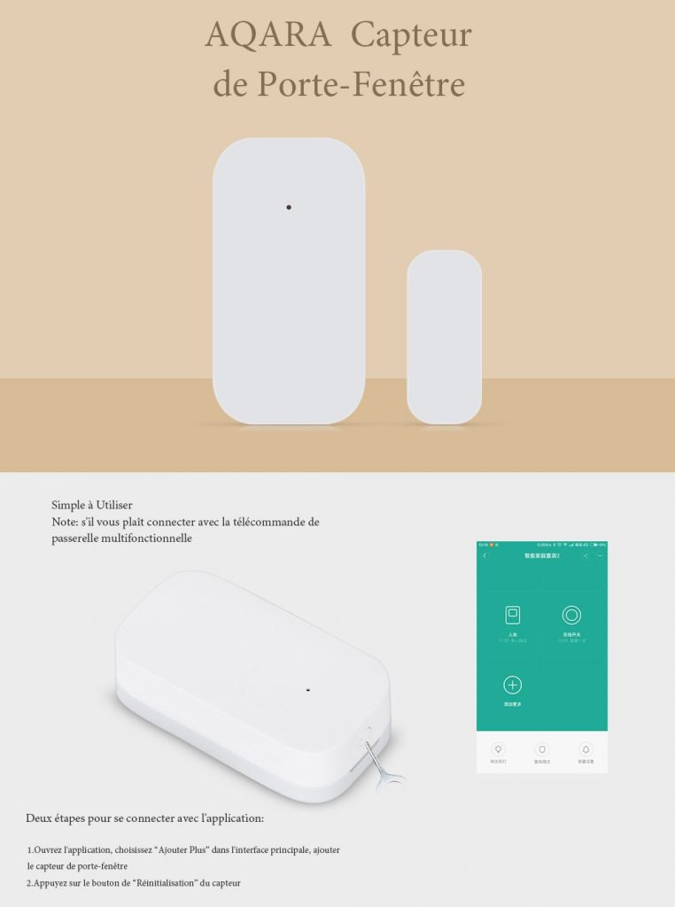 Détecteur d'ouverture de porte Xiaomi Aqara Window Door Sensor - MILK WHITE