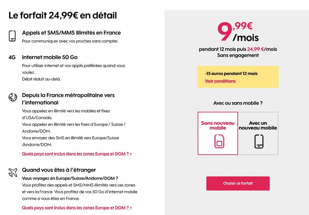 Forfait Sosh 50Go avec communications / SMS illimités à 9,99€ !