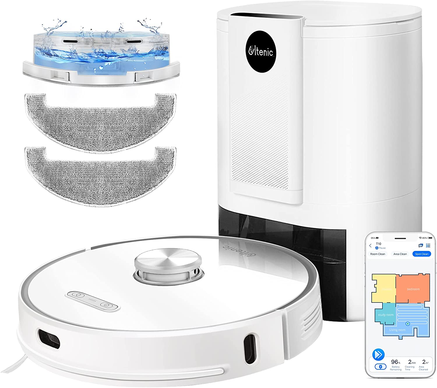 Robot Aspirateur Ultenic T10 Pro - Laveur Avec Station Auto-Vidage | Navigation Lidar | 4000Pa Aspiration
