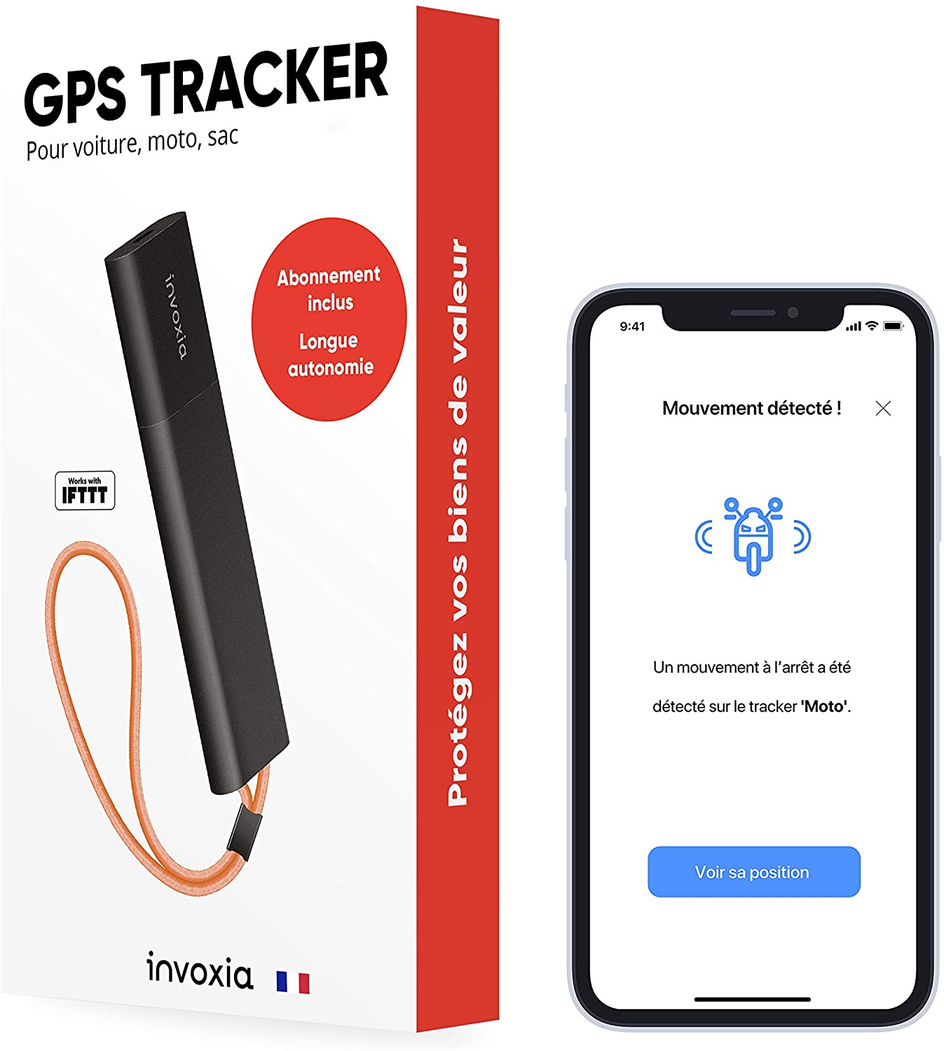 Tracker GPS Invoxia Pro - Localisation en Teps Réel - 1 an d