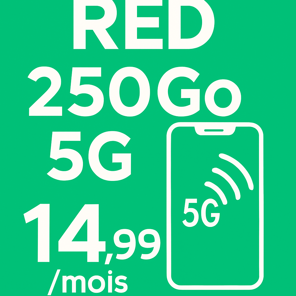 Découvrez l'offre RED 250 Go 5G à moins de 10€ par mois ! 1 profitez de l'incroyable offre red : 250 go de données 5g pour moins de 10€ par mois ! ne manquez pas cette opportunité de rester connecté avec un forfait mobile performant et à prix bas.