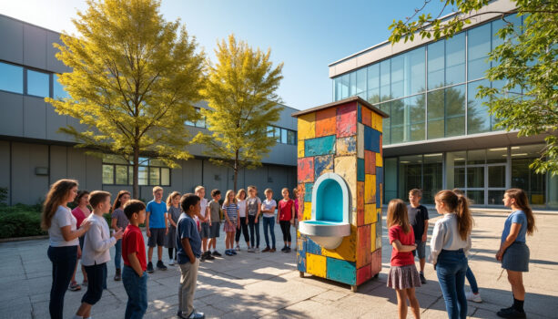 découvrez comment un urinoir vendu à sept euros à la recyclerie étonne élèves et enseignants dans la cour d'une école à saint-nazaire. une initiative originale qui suscite la curiosité et met en avant l'importance du recyclage.