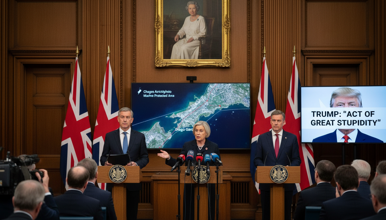 le royaume-uni maintient son soutien à l'accord sur les îles chagos, en dépit des critiques sévères de donald trump qui qualifie la rétrocession d'« acte de grande stupidité ».