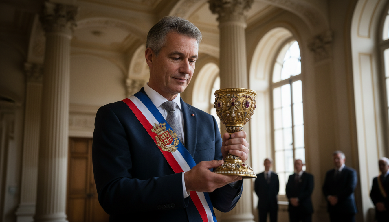 municipales 2026 : pascal renard réélu maire, protégeant un précieux calice du xviie siècle à la commune, alliant tradition et modernité.