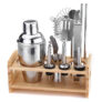 12pc Stainless Steel Cocktail Shaker Mixer Drink Bartender Martini Tools Bar Set Bottles