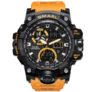 SMAEL Digital Backlight Alarm Watch Men Military LED Wristwatches – ORANGE
