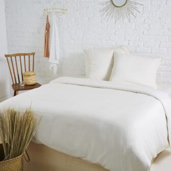 Parure housse de couette en satin de coton 80 fils EMELINE
