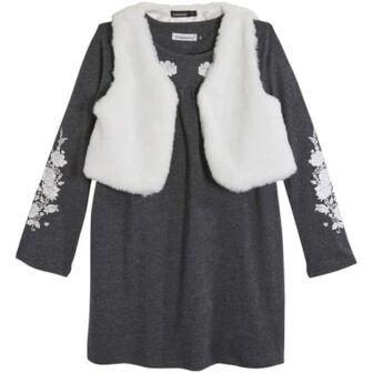IN EXTENSO Ensemble robe + gilet peluche sans manches fille