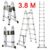 Echelle téléscopique 3.8M Portable Heavy Duty Multi-Purpose Aluminum Folding Telescoping A-Frame Ladder with Hinges, EN131 Certified, 330 Lb Capacity, Convient for Home Loft Office – SILVER