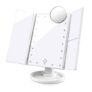 LED Light Touch Screen Makeup Mirror Desktop 3 Folding 1X/2X/3X/10X Magnifying