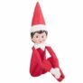 Christmas Elf Soft Toy Smiley Face Sits On Shelf – RED