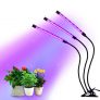 LED Indoor Plant Growth Lamp Grow Light 3 Head Adjustable Brightness with Clip – Black