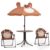 3 Piece Kids Garden Bistro Set with Parasol Brown – France Brown