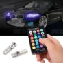 Gocomma T10 Remote Control Decorative RGB LED Light for Cars 2PCS – SILVER