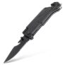 Gocomma 7 in 1 Multi-function Outdoor Folding Knife with Flint Flashlight – BLACK