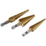 3PCS Hex Shank HSS Titanium Coated Step Drill Bit Set – GOLD