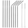 Stainless Steel Straws Set Multi-colored Reusable Cleaning Brush 8PCS – SILVER