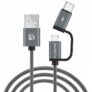 FLOVEME QC3.0 Fast Charge Micro USB and TYPE-C Data Cable – Gray