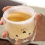 Creative Double Wine Beer Juice Milk Cup – Transparent Bear cup without handle