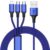 3-in-1 Nylon Data Cable with Type-C / Micro USB / 8 Pin – Blue