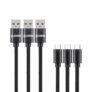 Gocomma Nylon Braided Type-C 3A Quick Charge Data Cable – Black 3PCS