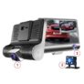 Tecney 3 Cameras Lens 4.0 Inch Dual Lens With Rearview Camera Video Recorder Car DVR Dash Cam – Black