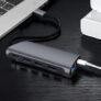Gocomma 8-in-1 USB-C Hub Adapter with 3 x USB3.0 / 4K HDMI / 1000M Ethernet Port – Battleship Gray