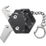 Multi Function Knife Folding Outdoor Tool Hexagonal Coins EDC Mini Screwdriver Stainless Steel Key Ring – Black Black