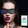 SL-004 Halloween and Christmas Magic LED Light-emitting Glasses Electronic Music Bar Disco Equipment APP Edit Eyeglasses – Black Four Colored Light