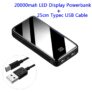 Mini Power bank 30000 mAh Bank Portable Charging Poverbank Mobile Phone External Battery Charger Powerbank for iPhone Xiaomi – 20000 LED Black USB