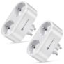 2x prises intelligentes Slitinto 2 en 1 WiFi Smart Plug Compatible Alexa, Google Home et IFTTT, Aucun Hub Requis Il est possible d’utiliser l’APP pour contrôler à tout moment et à tout endroit 16A