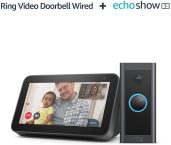 Pack Nouvel Echo Show 5 + sonnette vidéo Ring Video Doorbell Wired par Amazon