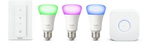 Philips Hue Kit de démarrage 3 ampoules White & Color E27 + pont de connexion + télécommande Hue incluse