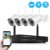 Kit Vidéo Surveillance WiFi sans Fil, Jennov HD Système Caméra Surveillance de Sécurité, 4CH WiFi NVR avec 4pcs 1080P IP Caméras Hydrofuge, Vision Nocturne, Détection de Mouvement, sans Disque Dur