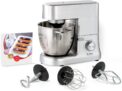 Moulinex Robot Pâtissier Masterchef Grande Finition en Fonte d’Aluminium Brossé 8 vitesses Robot Cuisine Capacité 6,7L Kit Pâtisserie (fouet, batteur et pétrin) 1500 W QA810D01