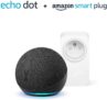 Nouvel Echo Dot (4e génération), Anthracite + Amazon Smart Plug (Prise connectée WiFi), Fonctionne avec Alexa