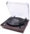 Tourne-Disque de dl Platine Vinyle Turntabl Style Noyer avec Couvercle Transparent Anti-poussière Enregistrement PC Vinyle à MP3, Sortie RCA au Lecteur Audio, Aux
