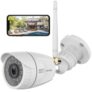 Caméra de Surveillance WiFi Extérieure, Full HD 1080P Caméra IP de Sécurité Étanche avec Vision Nocturne, Détection de Mouvement, Accès à Distance, Fonctionne avec Alexa-W4 Blanche