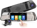 Dashcam Voiture Rétroviseur Écran Tactile de 4,8 Pouces Full HD 1080P, Caméra de Voiture Grand Angle Caméra Avant et Caméra Arrière Étanche, Système de Stationnement