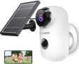 Caméra de Surveillance sur Batteries Extérieure/Interieur sans Fil HD 1080P Caméra IP WiFi avec Panneau Solaire Détection de Mouvement Audio à 2 Voies PIR Grand Angle 130 °