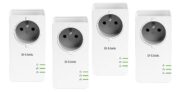 D-Link CPL 1000 mbps, Kit de 4 Adaptateurs HomePlug AV2 1000 HD prise intégrée- Idéal pour profiter du service Multi-TV à la maison (DHP-P601AVx2)