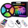 Ruban LED Bluetooth, Elfeland Bande LED 5M 5050 RGB 150 LEDs Contrôlé par APP du Smartphone Android et IOS Synchroniser avec Rythme de Musique, avec Télécommande IR 24 Touches/Alimentation 12V 2A