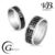 Bague acier bicolore motif noir