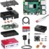 TICTID Raspberry Pi 4 Modèle B (4 B) 4Go Upgraded for Raspberry Pi 3 Starter Kit 2019 Version 32Go Classe 10 Micro SD Carte Alimentation Interrupteur Marche/Arrêt Ventilateur Boîtier Noir Dissipateur
