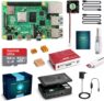 LABISTS Raspberry Pi 4 Modèle B (4 B) 4Go Kit avec 64 Go Carte Micro SD Classe 10, Boîtier Noir Amélioré, 5,1V 3A Alimentation Interrupteur Marche/Arrêt, Ventilateur, 2 Câble Micro HDMI, 3 Dissipateur