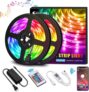 Ruban LED Bluetooth, SOLMORE Bande LED 10M 5050 RGB 300 LEDs, Contrôlé par APP du Smartphone, Synchroniser avec Rythme de Musique, avec Récepteur Bluetooth/Télécommande IR/ 12V 2A (non étanche）