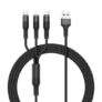 LEEHUR One To Three Fast Charge Charging Line for iPhone Type C Xiaomi redmi K20 pro mi 9T mi 9T pro – Black 1m